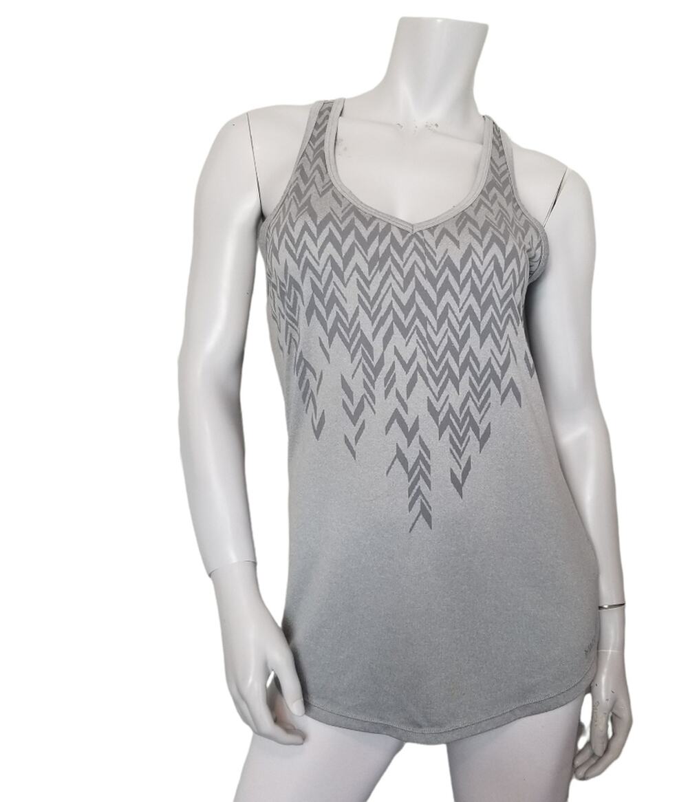 Marmot SZ M Tank Top Racerback Gray Arrow Print Active Wear Athleisure Athletic